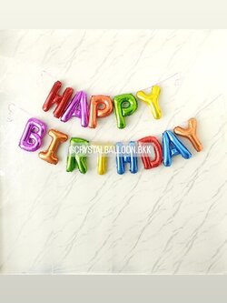 ฟอยล์ตัวอักษร ติดผนัง วันเกิดเด็ก ฟอยล์ตัวอักษร Happy Birthday ขนาด 16" หลากสี 1 ชิ้น พร้อมตกแต่ง สามารถเปลี่ยนสี-ฟอยล์ตัวอักษรได้
