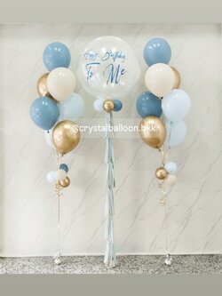 ลูกโป่ง วันเกิด Bubble ขนาด 36" กลิตเตอร์สีขาวมุก 1 ลูก พร้อม ช่อลูกโป่ง ช่อ 7 ลูก 2 ช่อ พร้อมตกแต่ง สามารถเปลี่ยนสีลูกโป่ง/เปลี่ยนข้อความ/เปลี่ยนขนาดได้