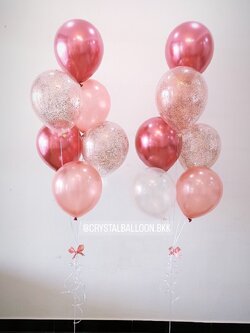 ลูกโป่ง แสดงความยินดี ช่อลูกโป่ง ช่อ 7 ลูก 2 ช่อ ธีมสีโรสโกลด์ พร้อมตกแต่ง สามารถเปลี่ยนสีลูกโป่ง/เปลี่ยนข้อความได้