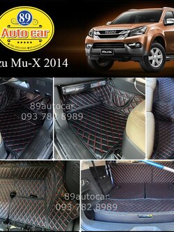 พรมรถยนต์ Isuzu Mu-X 2014 ปูพรม6D ลายเคฟล่า สีดำด้ายแดง