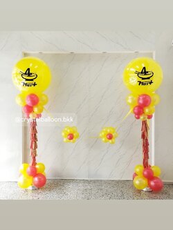 เสาลูกโป่ง เปิดร้าน ลูกโป่งยาง ขนาด 36" สีเหลือง 2 เสา พร้อม ริบบิ้นตัดเปิดงาน 1 ท่าน พร้อมตกแต่ง สามารถเปลี่ยนสีลูกโป่ง/เปลี่ยนข้อความได้