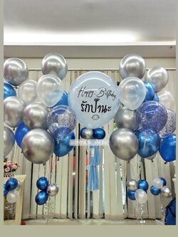 ลูกโป่ง วันเกิด ลูกโป่งยาง ขนาด 24" พร้อม ช่อลูกโป่ง ช่อ 7 ลูก 4 ช่อ,ลูกโป่งใส ใส่กลิตเตอร์ พร้อมตกเเต่ง สามารถเปลี่ยนสีลูกโป่ง/เปลี่ยนข้อความ/เปลี่ยนขนาดได้