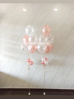 ลูกโป่ง แสดงความยินดี ช่อลูกโป่ง ช่อ 5 ลูก 2 ช่อ Theme โรสโกล พร้อมตกแต่ง สามารถเปลี่ยนสีลูกโป่งได้