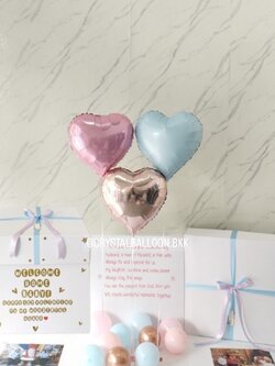 Surprised Box Welcome Home กล่องเซอร์ไพรส์โอกาสอื่นๆ ฟอยล์หัวใจ ขนาด 18" 3 ชิ้น พร้อมตกแต่ง สามารถใส่รูปได้ 2 ใบ สามารถเปลี่ยนสีลูกโป่ง/เปลี่ยนข้อความ/เปลี่ยนสี-ฟอยล์ตกแต่งได้