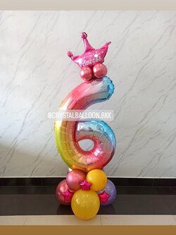 ลูกโป่ง วันเกิดเด็ก ฟอยล์ตัวเลข ขนาด 40" ตั้งฐาน 1 ชิ้น สีรุ้ง พร้อมตกแต่ง สามารถเปลี่ยนสีลูกโป่ง/เปลี่ยนสี-ฟอยล์ตัวเลข/เปลี่ยนฟอยล์ตกแต่งได้