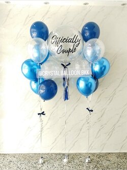 ลูกโป่ง เปิดงาน Bubble ขนาด 24" กลิตเตอร์สีเงิน พร้อมตกแต่ง ช่อลูกโป่ง ช่อ 7 ลูก 2 ช่อ,ลูกโป่งใส ใส่ กลิตเตอร์ สามารถเปลี่ยนสีลูกโป่ง/เปลี่ยนข้อความ/เปลี่ยนขนาดได้