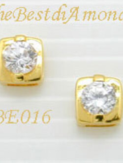 ชื่อสินค้า: สินค้าหมด===ต่างหูรูปสี่เหลี่ยม แต่เพชรเป็นเม็ดกลมนะคะ ชุปทองแท้ 24 K รหัส BE016
