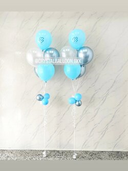 ลูกโป่ง เปิดงาน ช่อลูกโป่ง ช่อ 5 ลูก 2 ช่อ Theme สีฟ้า พร้อมตกแต่ง สามารถเปลียนสีลูกโป่ง/เปลี่ยนข้อความได้