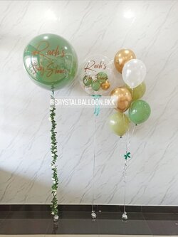 ลูกโป่ง Welcome Baby ลูกโป่งยาง ขนาด 36" สีเขียว 1 ลูก พร้อม Bubble USA 24" 1 ลูก,ช่อลูกโป่ง ช่อ 6 ลูก 1 ช่อ พร้อมตกแต่ง สามารถเปลี่ยนสีลูกโป่ง/เปลี่ยนข้อความ/เปลี่ยนขนาดได้