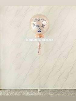ลูกโป่ง Will You Marry Me? Bubble ขนาด 24" กลิตเตอร์สีโรสโกล 1 ลูก พร้อมตกแต่ง สามารถเปลี่ยนสีลูกโป่ง/เปลี่ยนข้อความ/เปลี่ยนขนาดได้