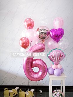 ลูกโป่ง วันเกิดเด็ก ฟอยล์กลม 18" 1 ชิ้น พร้อม ช่อลูกโป่งฟอยล์หัวใจ 18" ช่อ 5 ลูก,ช่อลูกโป่ง 7 ลูก,ฟอยล์ตัวเลข 40" 1 ชิ้น พร้อมตกแต่ง ฟอยล์หอย ตั้งฐาน 1 ชิ้น,ฟอยล์ลากจูง 2 ชิ้น สามารถเปลี่ยนสีลูกโป่ง/เปลี่ยนข้อความ/เปลี่ยนขนาด/เปลี่ยนฟอยล์ตก