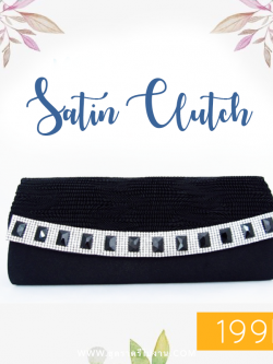 Sale พร้อมส่ง Evening Clutch กระเป๋าออกงาน สีดำ ฝาลายสานสวย ฝาแต่งเลื่อมสลับขาวดำ