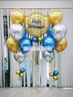 ลูกโป่ง อำลา Bubble ขนาด 24" พร้อม ช่อลูกโป่งโครเมี่ยม ช่อ 6 ลูก 2 ช่อ พร้อมตกเเต่ง สามารถเปลี่ยนสีลูกโป่ง/เปลี่ยนข้อความ/เปลี่ยนขนาดได้