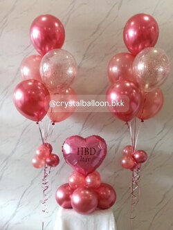 ลูกโป่ง วันเกิด ช่อลูกโป่ง ฟอยล์หัวใจสีแดง ขนาด 18" ตั้งฐาน พร้อม ช่อ 5 ลูก 2 ช่อ ธีมเสีแดง พร้อมตกเเต่ง สามารถเปลี่ยนสีลูกโป่ง/ใส่ข้อความได้