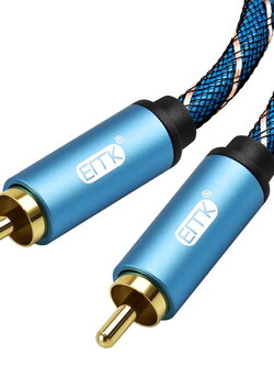 ขาย ERTK RCA to RCA สีฟ้า สาย RCA หุ้มฉนวน Nylon ถัก สำหรับเครื่องเสียง