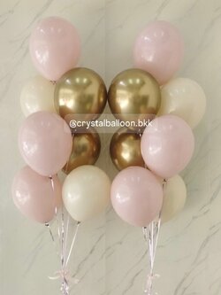 ลูกโป่ง แสดงความยินดี ช่อลูกโป่ง ช่อ 7 ลูก 2 ช่อ สีคาเมเลียโครเมียม/Sand/Dusk Pink พร้อมตกแต่ง สามารถเปลี่ยนสีลูกโป่งได้