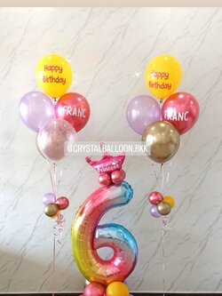 ลูกโป่ง วันเกิดเด็ก ฟอยล์ตัวเลข ขนาด 40" ตั้งฐาน 1 ชิ้น พร้อม ช่อลูกโป่ง ช่อ 5 ลูก 2 ช่อ พร้อมตกแต่ง สามารถเปลี่ยนสีลูกโป่ง/เปลี่ยนข้อความ/เปลี่ยนสี-ฟอยล์ตัวเลข/เปลี่ยนฟอยล์ตกแต่งได้