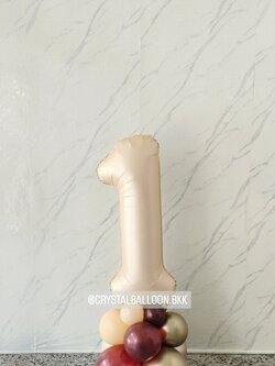 ลูกโป่ง วันเกิดเด็ก ฟอยล์ตัวเลข ขนาด 40" สีคาราเมล ตั้งฐาน 1 ชิ้น พร้อมตกแต่ง สามารถเปลี่ยนสีลูกโป่ง/เปลี่ยนสี-ฟอยล์ตัวเลขได้