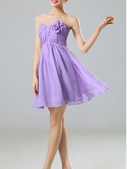 พร้อมเช่า ชุดราตรีสั้น ชุดเพื่อนเจ้าสาว สีม่วงอ่อน Lavender Lv-001C