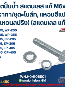 น็อตปั้มน้ำ สแตนเลส แท้ M6x30 (ราคา/ชุด=โบล์ท, แหวนอีแปะ, แหวนสปริง) (สแตนเลส แท้)