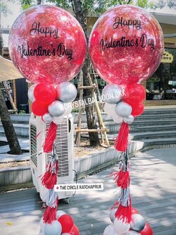 เสาลูกโป่ง Valentine's Day Bubble ขนาด 36" 2 เสา พร้อมตกแต่ง สามารถเปลี่ยนสีลูกโป่ง/เปลี่ยนข้อความได้