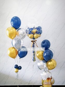 ลูกโป่ง วันเกิด Bubble USA 24" Theme Dark Blue-ทอง พร้อม ช่อลูกโป่ง 7 ลูก 1 ช่อ พร้อมตกแต่ง ฟอยล์แก้วเบียร์ ตั้งฐาน 1 ช่อ,ลูกโป่ง 7 ลูก สามารถเปลี่ยนสีลูกโป่ง/เปลี่ยนข้อความ/เปลี่ยนฟอยล์ตกแต่งได้