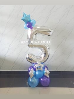 ลูกโป่ง วันเกิดเด็ก ฟอยล์ตัวเลข ขนาด 40" ตั้งฐาน 1 ชิ้น พร้อมตกแต่ง สามารถเปลี่ยนสีลูกโป่ง/เปลี่ยนสี-ฟอยล์ตัวเลข/เปลี่ยนฟอยล์ตกแต่งได้