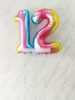 ลูกโป่ง วันเกิดเด็ก ฟอยล์ตัวเลข ขนาด 40" 2 ชิ้น สีรุ้ง พร้อมตกแต่ง สามารถเปลี่ยนสี-ฟอยล์ตัวเลขได้