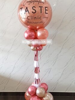 เสาลูกโป่ง เปิดร้าน Bubble ขนาด 36" กลิตเตอร์สีโรสโกล พร้อมตกแต่ง สามารถเปลี่ยนสีลูกโป่ง/เปลี่ยนข้อความได้