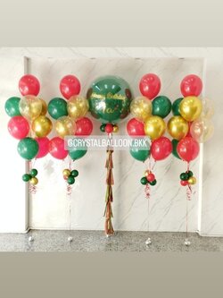 ลูกโป่ง วันเกิด ลูกโป่งยาง ขนาด 36" สีเขียว 1 ลูก พร้อม ช่อลูกโป่ง ช่อ 9 ลูก 4 ช่อ พร้อมตกแต่ง สามารถเปลี่ยนสีลูกโป่ง/เปลี่ยนข้อความ/เปลี่ยนขนาดได้