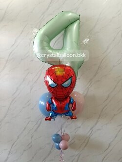 ลูกโป่ง วันเกิดเด็ก ช่อลูกโป่งฟอยล์ Spider Man 1 ช่อ ลูกโป่ง 2 ลูก สีdusk blue/dusk pink พร้อม ฟอยล์ตัวเลข ขนาด 40" 1 ชิ้น สีเขียวพาสเทล พร้อมตกแต่ง สามารถเปลี่ยนสีลูกโป่ง/เปลี่ยนสี-ฟอยล์ตัวเลข/เปลี่ยนฟอยล์ตกแต่งได้