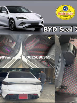 พรมปูพื้นรถยนต์ BYD Seal (บีวายดี ซีล) ปูพรมVVIP สีดำด้ายแดง ในห้องโดยสาร
