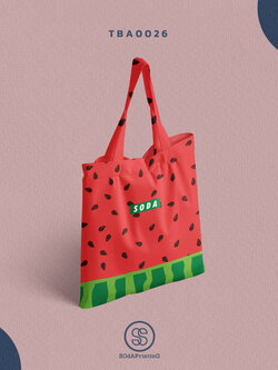 กระเป๋าผ้าแคนวาส พิมพ์ลาย SOdA Watermelon TBA0026 #SOdABag #SOdAPrintinG #กระเป๋า #กระเป๋าผ้า
