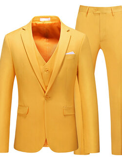 Pre-order ชุดสูทชาย สีส้ม สไตล์เกาหลี พร้อมเสื้อกั๊ก