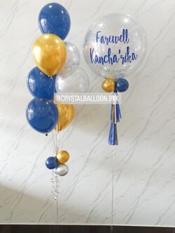 ลูกโป่ง อำลา Bubble ขนาด 24" กลิตเตอร์สีเงิน พร้อมตกแต่ง ช่อลูกโป่ง 7 ลูก 1 ช่อ,ลูกโป่งใส 1 ลูก สามารถเปลี่ยนสีลูกโป่ง/เปลี่ยนข้อความ/เปลี่ยนขนาดได้