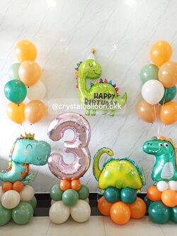 ลูกโป่ง วันเกิดเด็ก ฟอยล์ไดโนเสาร์ใหญ่ 1 ชิ้น พร้อม ฟอยล์ไดโนเสาร์ ตั้งฐาน 3 ชิ้น,ฟอยล์ตัวเลข ขนาด 40" ตั้งฐาน 1 ชิ้น,ช่อลูกโป่ง ช่อ 7 ลูก 2 ช่อ พร้อมตกแต่ง สามารถเปลี่ยนสีลูกโป่ง/เปลี่ยนสี-ฟอยล์ตกแต่ง/เปลี่ยนสี-ฟอยล์ตัวเลขได้