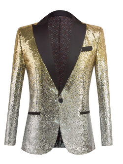 Pre-order เสื้อสูทชาย สูทแฟชั่น สูทกลิตเตอร์ไล่สี สีเหลืองเงิน