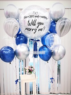 ลูกโป่ง Will You Marry Me? Bubble 36" พร้อมตกแต่ง ช่อลูกโป่ง 7 ลูก 2 ช่อ,ลูกโป่งลายหิน USA สามารถเปลี่ยนสีลูกโป่ง/เปลี่ยนข้อความ/เปลี่ยนขนาดได้