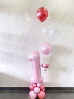 ลูกโป่ง วันเกิดเด็ก ฟอยล์ตัวเลข ขนาด 40" ตั้งฐาน 1 ชิ้น พร้อม ช่อลูกโป่ง ช่อ 3 ลูก 1 ช่อ ธีมสีชมพู พร้อมตกแต่ง สามารถเปลี่ยนสีลูกโป่ง/เปลี่ยนสี-ฟอยล์ตัวเลข/เปลี่ยนฟอยล์ตกแต่งได้