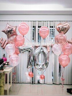 ลูกโป่ง วันเกิด HAPPY BIRTHDAY 13 ตัว ตัวอักษรสีชมพู พร้อม ช่อลูกโป่ง 2 ช่อ,ฟอยล์ตัวเลข-หัวใจ พร้อมตกเเต่ง สามารถเปลี่ยนสีลูกโป่ง/สีตัวอักษร HBD ได้