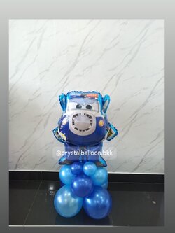 ลูกโป่งฟอยล์โรโบคาร์ โพลิตั้งฐาน 1 ชิ้น , พร้อมตกแต่ง สามารถเปลี่ยนฟอยล์ตกแต่งได้