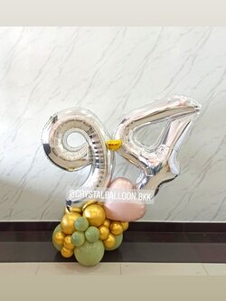 ลูกโป่ง วันเกิด ฟอยล์ตัวเลข ขนาด 40" ตั้งฐานคู่ 1 ชิ้น พร้อมตกแต่ง สามารถเปลี่ยนสีลูกโป่ง/เปลี่ยนสี-ฟอยล์ตัวเลข/เปลี่ยนสี-ฟอยล์ตกแต่งได้-