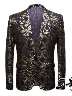 Pre-order เสื้อสูทชาย พิมพ์ลายกราฟฟิกสีทอง ** เฉพาะเสื้อ**