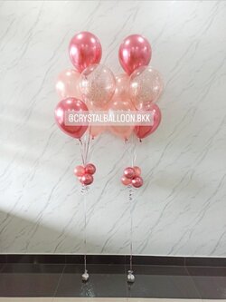 ลูกโป่ง แสดงความยินดี ช่อลูกโป่ง ช่อ 5 ลูก 2 ช่อ โทนสีชมพู พร้อมตกแต่ง สามารถเปลี่ยนสีลูกโป่งได้