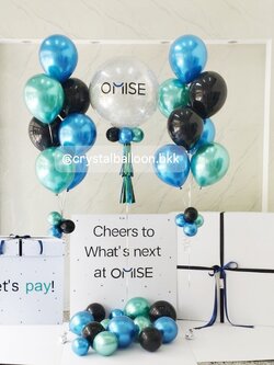 Jumbo Box 36" Surprise Box กล่องเซอร์ไพรส์ Bubble ขนาด 24"กลิตเตอร์สีเงิน ,ลูกโป่งช่อ 7 ลูก 2 ช่อ พร้อมตกแต่ง สามารถใส่รูปได้ 4 ใบ สามารถเปลี่ยนสีลูกโป่ง/เปลี่ยนข้อความได้