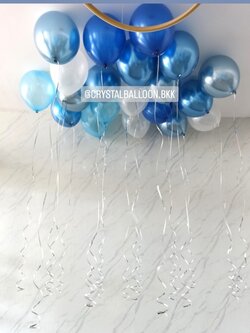 ลูกโป่ง อำลา ลูกโป่งลอยฝ้า 20 ลูก Theme สีฟ้าโครเมี่ยม-น้ำเงินโครเมี่ยม พร้อมตกแต่ง สามารถเปลี่ยนสีลูกโป่งได้