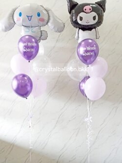 ลูกโป่ง วันเกิดเด็ก ช่อลูกโป่งฟอยล์Sanrio ขนาด 18" ช่อ 7 ลูก 2 ช่อ พร้อมตกแต่ง สามารถเปลี่ยนสีลูกโป่ง/เปลี่ยนข้อความ/เปลี่ยนสี-ฟอยล์ตัวเลข/เปลี่ยนฟอยล์ตกแต่งได้