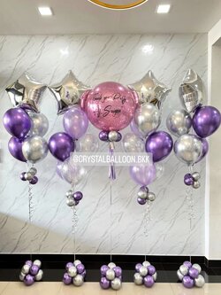 ลูกโป่ง อำลา Bubble 24" สีชมพู พร้อมตกแต่ง ช่อลูกโป่งฟอยล์ดาว ขนาด 24" ช่อ 7 ลูก 2 ช่อ,ช่อลูกโป่งฟอยล์ดาว ขนาด 24" ช่อ 5 ลูก 2 ช่อ,ลูกโป่งใส ใส่กลิตเตอร์ สามารถเปลี่ยนสีลูกโป่ง/เปลี่ยนข้อความ/เปลี่ยนขนาด/เปลี่ยนสี-ฟอยล์ตกแต่งได้