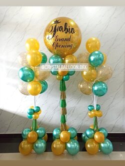 เสาลูกโป่ง เปิดร้าน Bubble ขนาด 36" กลิตเตอร์สีทอง 1 เสา พร้อม เสาช่อลูกโป่ง ช่อ 10 ลูก 2 เสา พร้อมตกแต่ง สามารถเปลี่ยนสีลูกโป่ง/เปลี่ยนข้อความได้