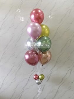 ลูกโป่งแบบช่อ ช่อลูกโป่ง ช่อ 7 ลูก 1 ช่อ ลูกโป่งสีโครเมี่ยม คัลเลอร์ฟูล พร้อมตกแต่ง สามารถเปลี่ยนสีลูกโป่งได้